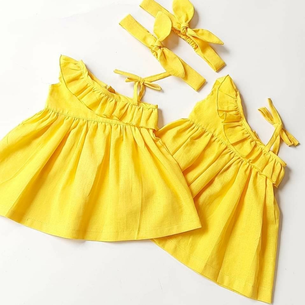 Avery's Baby Frocks pink and yellow 100% cotton